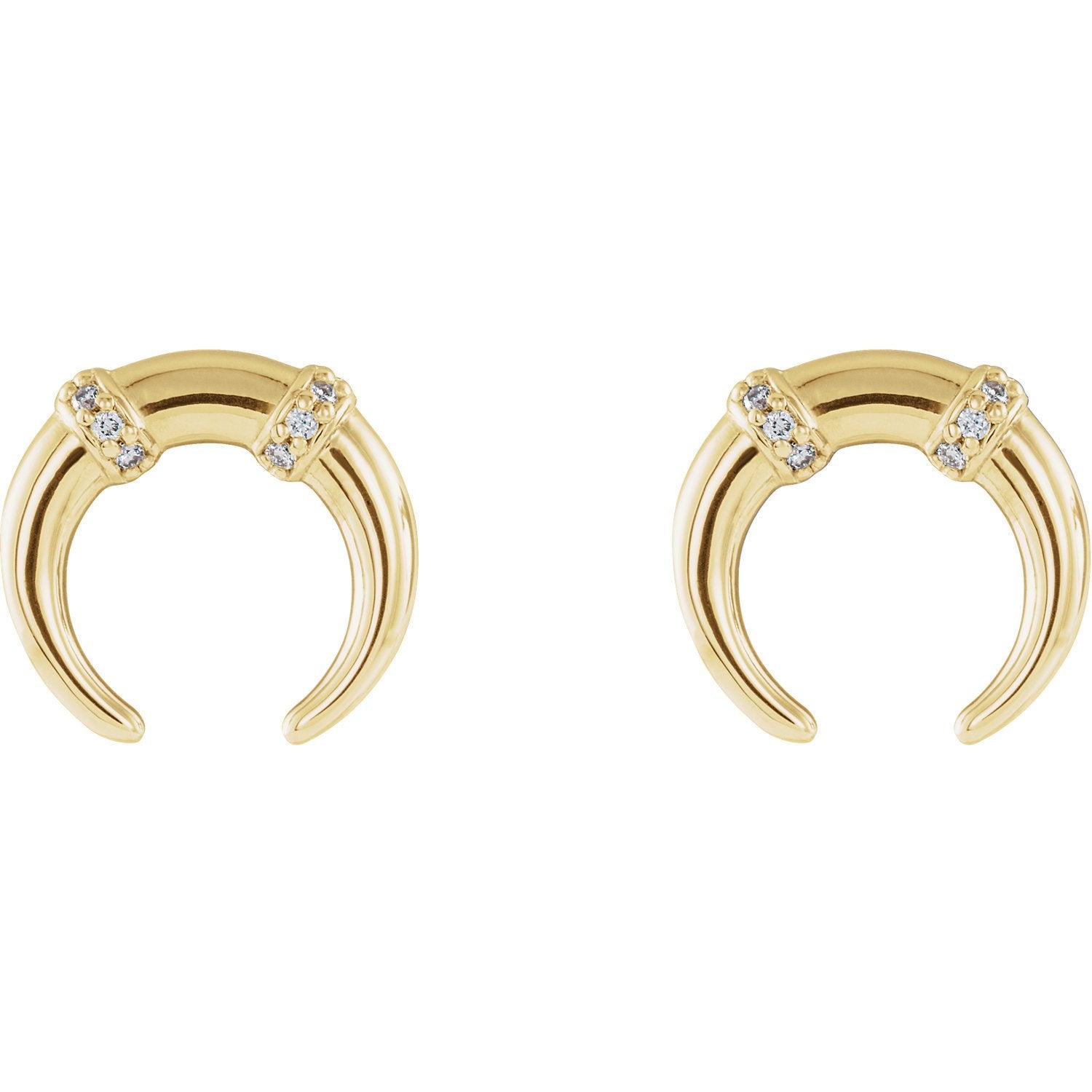 14K Yellow Gold 0.02 CTW Diamond Crescent Earrings