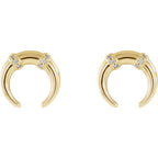 14K Yellow Gold 0.02 CTW Diamond Crescent Earrings