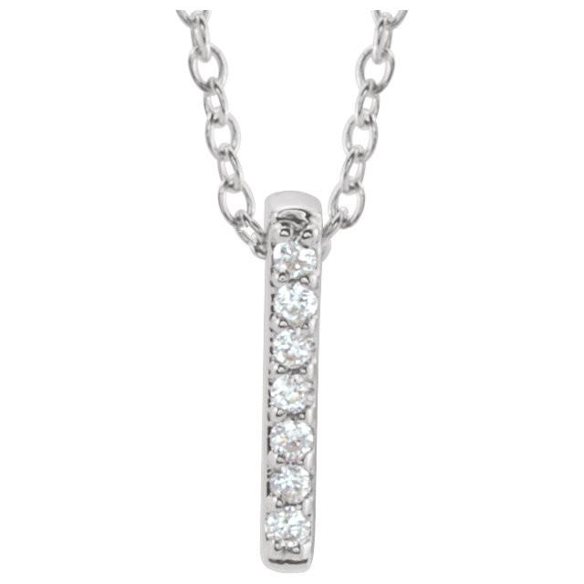 0.05 CTW Diamond Bar Necklace 16-18" - 14k Gold (Y, W or R)