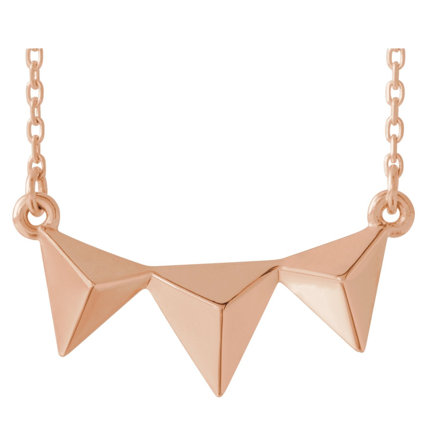 Geometric Bar Necklace 16-18" - 14k Gold (Y, W or R), Platinum, or Sterling Silver