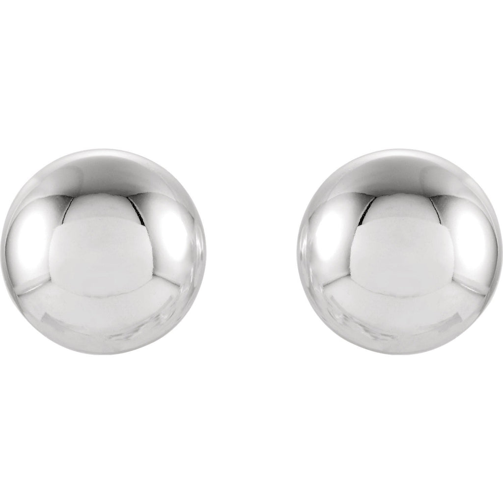 7mm Ball Earrings with Bright Finish - 14K Gold (Yellow or White)