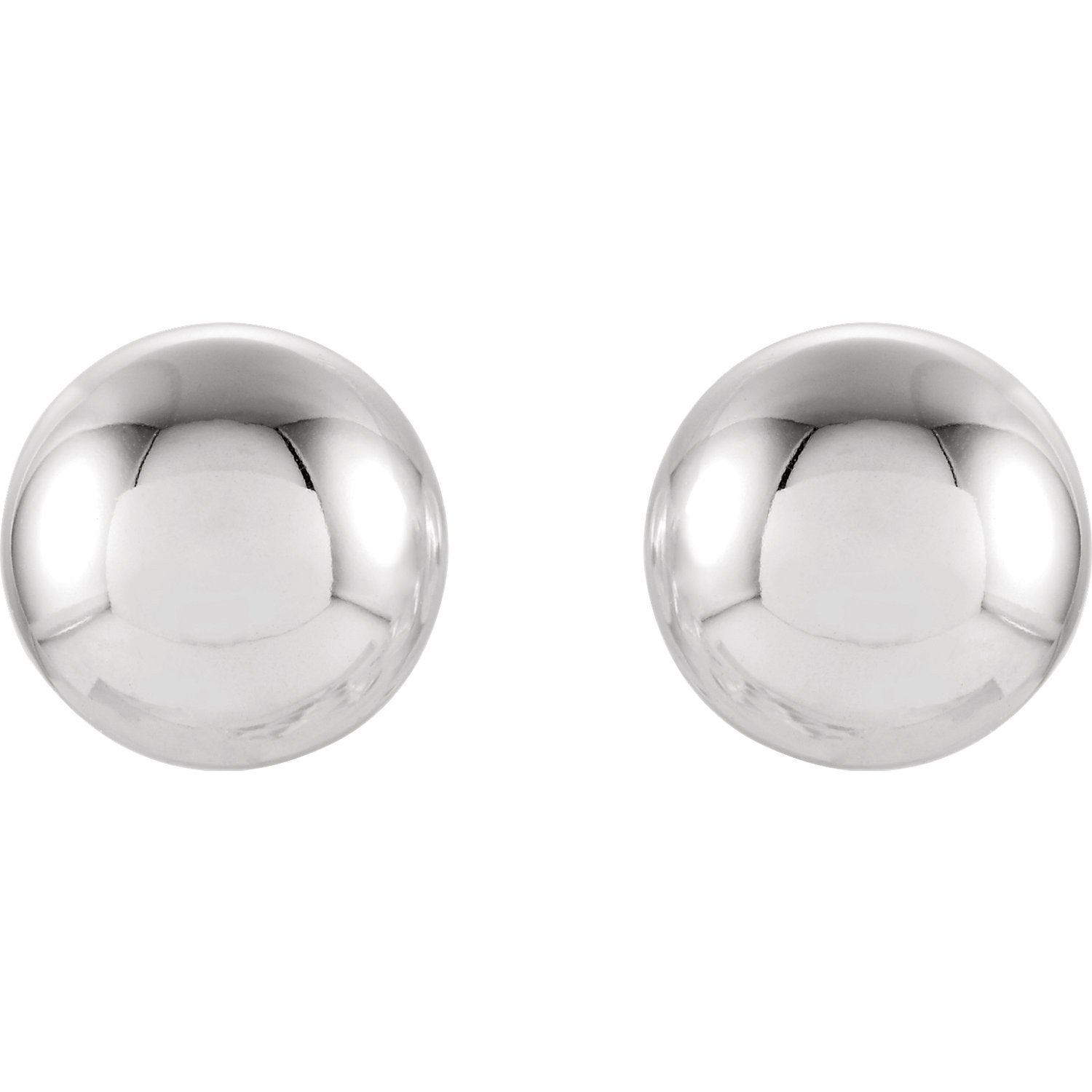 7mm Ball Earrings with Bright Finish - 14K Gold (Yellow or White)
