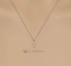 Diamond Cross Necklace 0.025 ctw Tiny Small Pendant 14k Solid Gold, 14k Rose Gold, 14k White 8mm x 3.75mm Religious charm -Dainty VERY SMALL