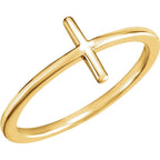 Sideways Cross Ring - Sterling Silver, 14k Gold (Y, W or R)