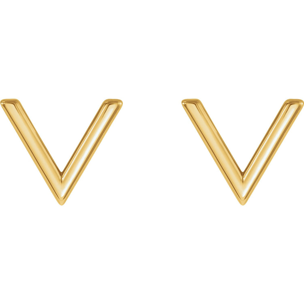 Small "V" Chevron Earrings - 14k Gold (Y or W), Platinum or Sterling Silver