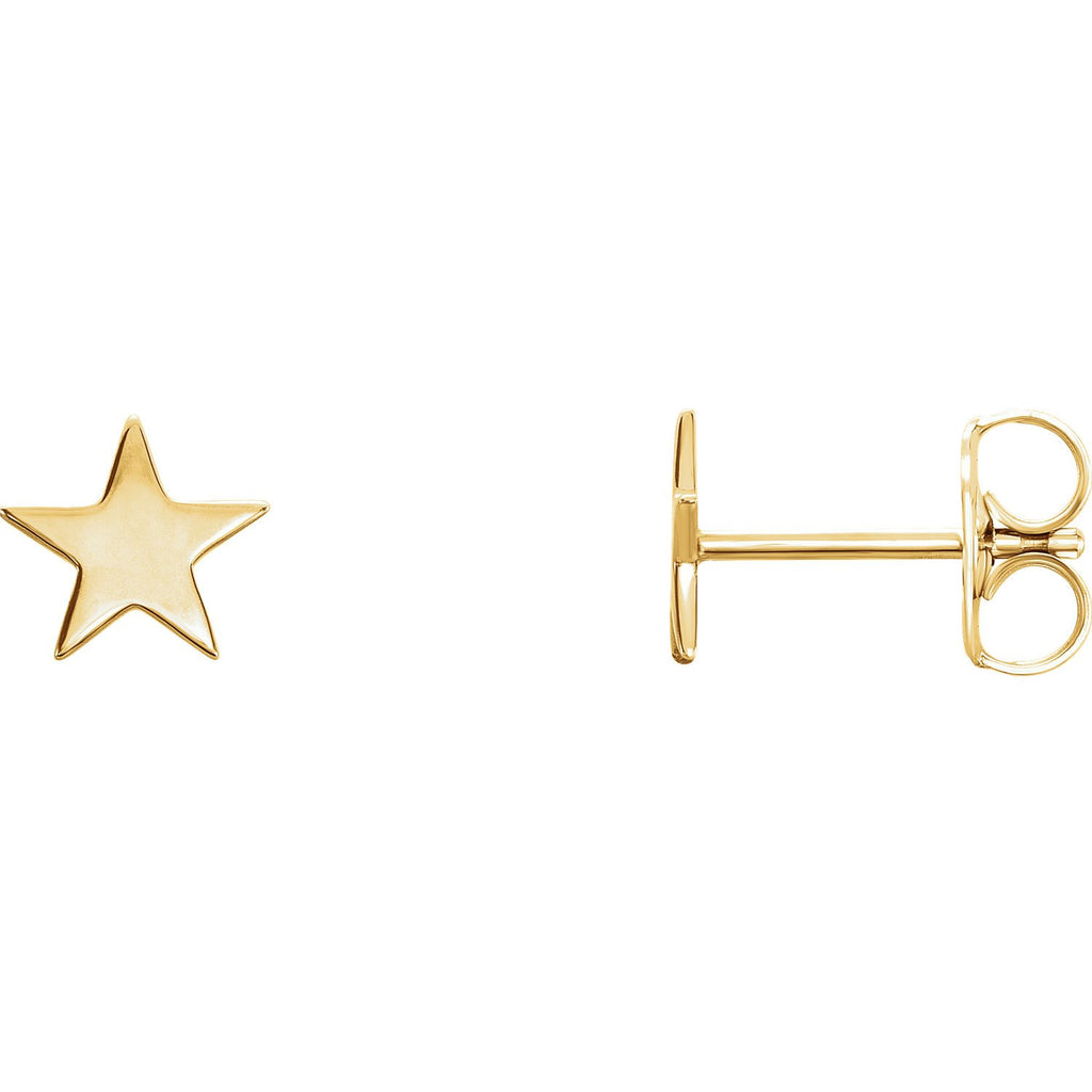 Star Cutout Earrings with Backs - 14K Gold (Y, W or R), Platinum, or Sterling Silver