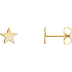 Star Cutout Earrings with Backs - 14K Gold (Y, W or R), Platinum, or Sterling Silver