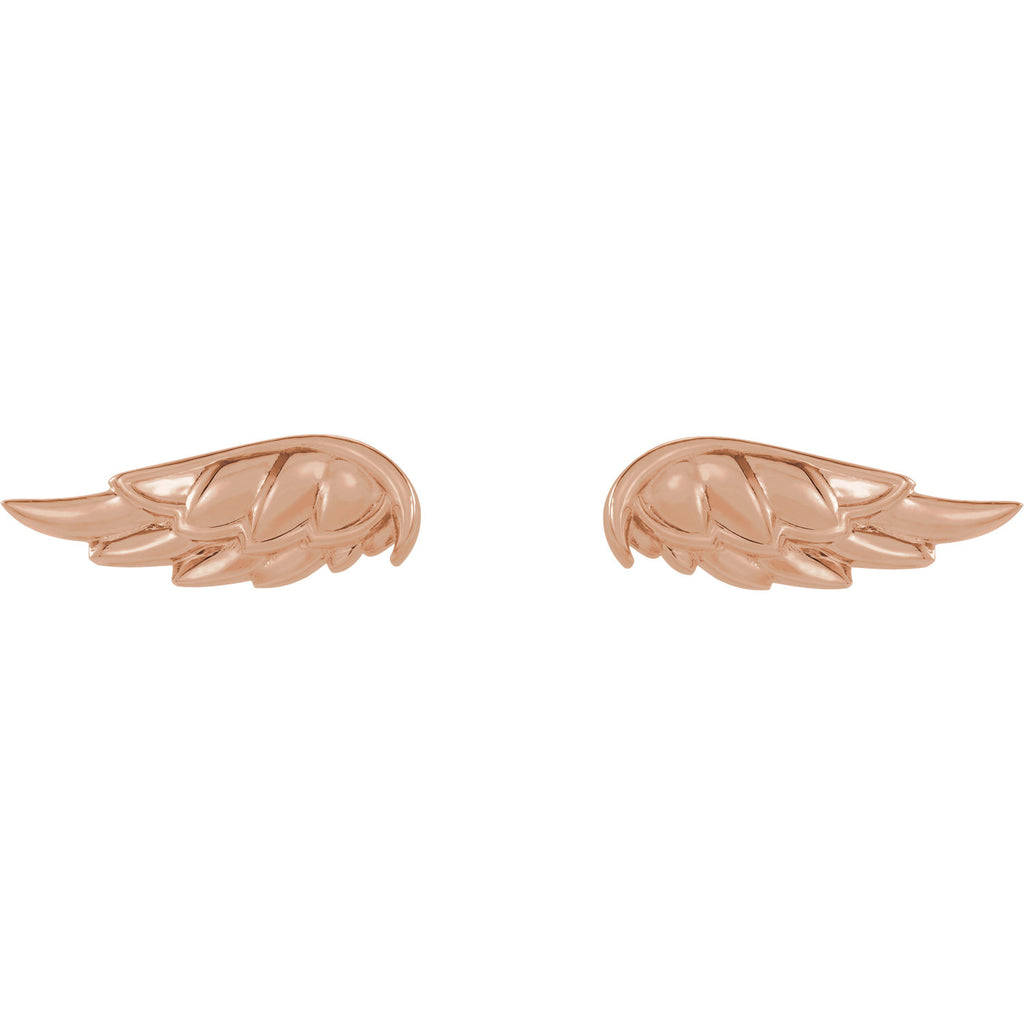 Angel Wing Earrings - 14K Gold (Y, R OR W), Platinum, or Sterling Silver