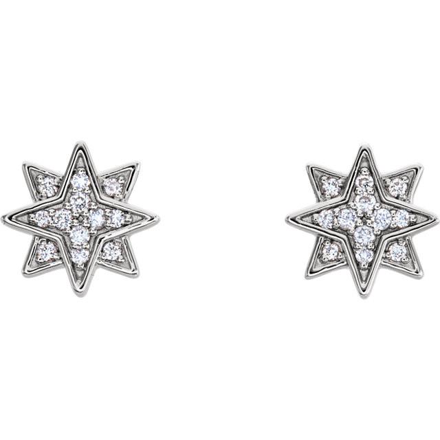 0.08 CTW Diamond Star Earrings - 14K Gold (Y, R OR W)