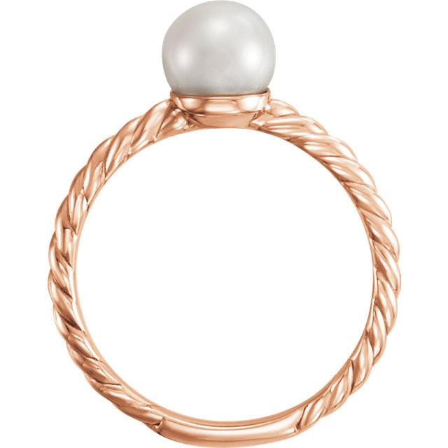 6.5-7mm Freshwater Cultured Pearl Rope Ring - 14k Gold (Y, W or R), Sterling Silver