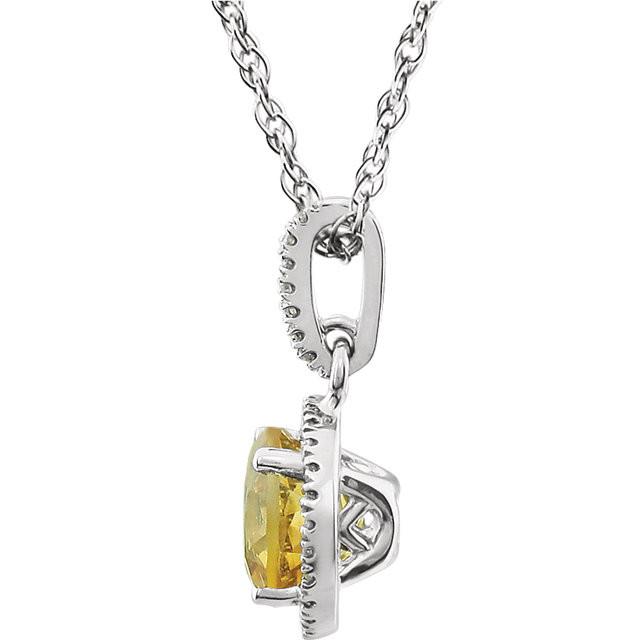 Citrine & 1/10 CTW Diamond Necklace 18" - 14k White gold