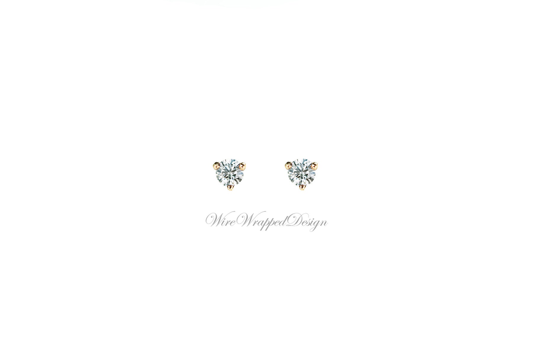 Genuine F+ VS DIAMOND Earring Studs 3mm 0.20tcw (each 0.1cts) Post w/ 14k Solid Gold (Yellow, Rose, White), Silver, Platinum Lobe Cartilage

