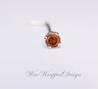 Orange Diamond Nose Stud 2mm - Gold or Platinum - Nose, Helix, Tragus, Lobe or Cartilage