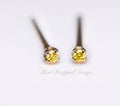 Genuine Canary Yellow DIAMOND Earring Studs 1.3mm 0.02tcw Post 14k Solid Gold (Yellow, Rose or White), Platinum, Silver Lobe Cartilage Helix