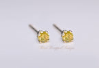 Genuine CANARY Yellow DIAMOND Earring Studs 2mm 0.08tcw Post 14k Solid Gold (Yellow, Rose or White), Platinum, Silver Cartilage Helix Tragus