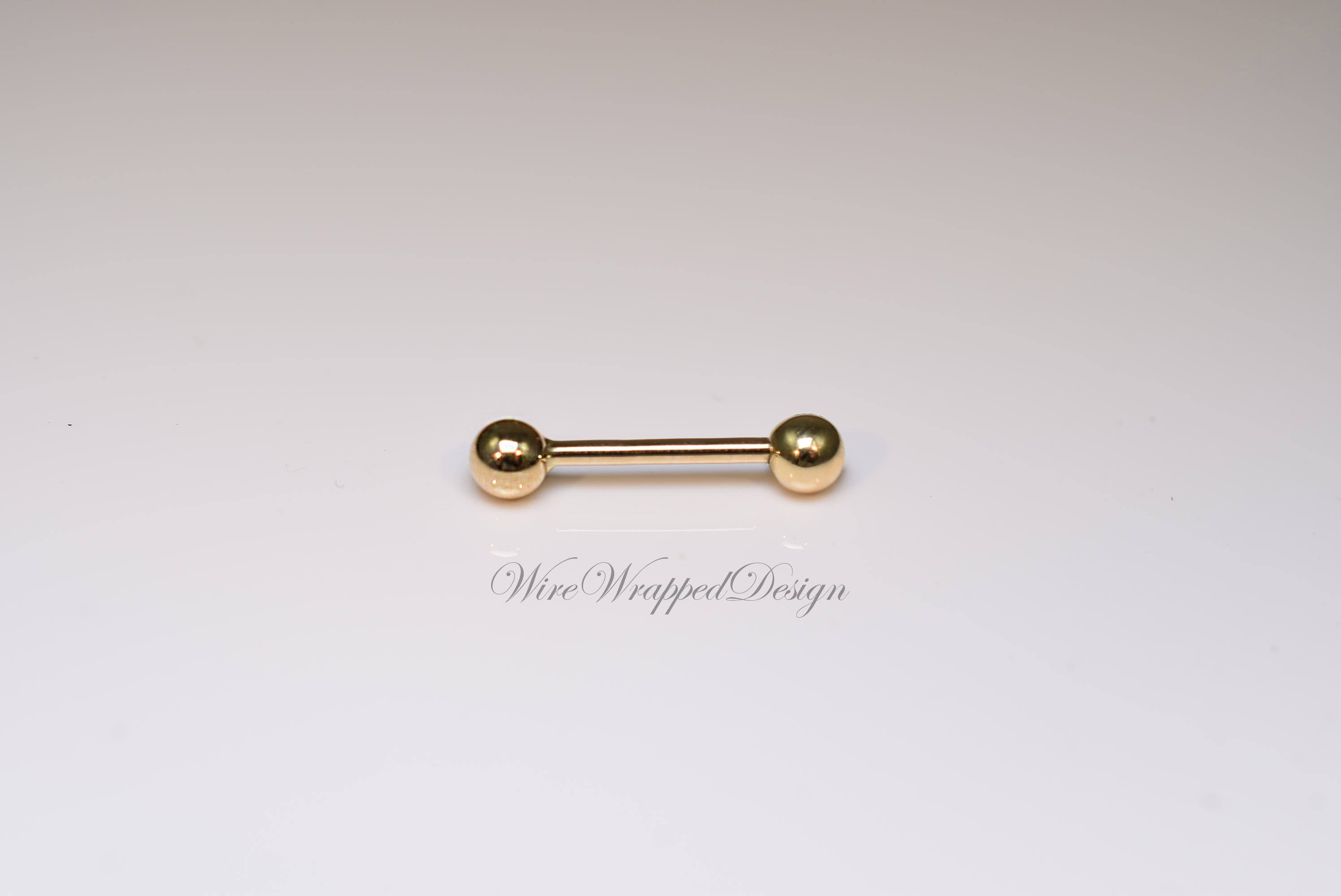 Barbell 14k Gold 14 Gauge Straight Barbell 14k Yellow, White Gold, Sterling Silver 14 gauge 14g 14k Gold Barbell Eyebrow, Nipple, Septum, Nose