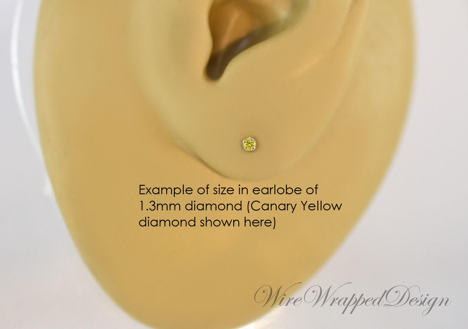 Genuine Canary Yellow DIAMOND Earring Studs 1.3mm 0.02tcw Post 14k Solid Gold (Yellow, Rose or White), Platinum, Silver Lobe Cartilage Helix