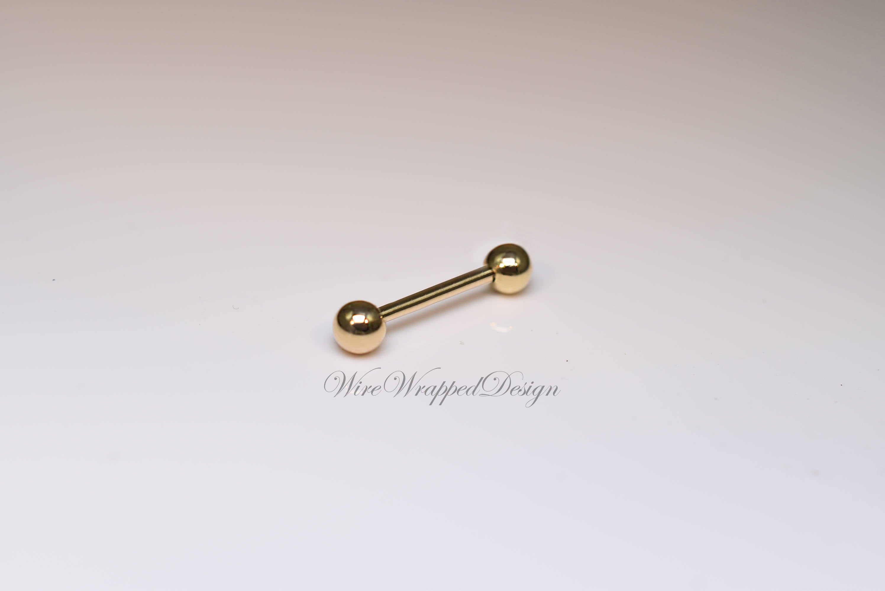 Barbell 14k Gold 16 Gauge Straight Barbell 14k Yellow or White Gold 16 gauge 16g 14k Gold Barbell Eyebrow, Septum, Nose