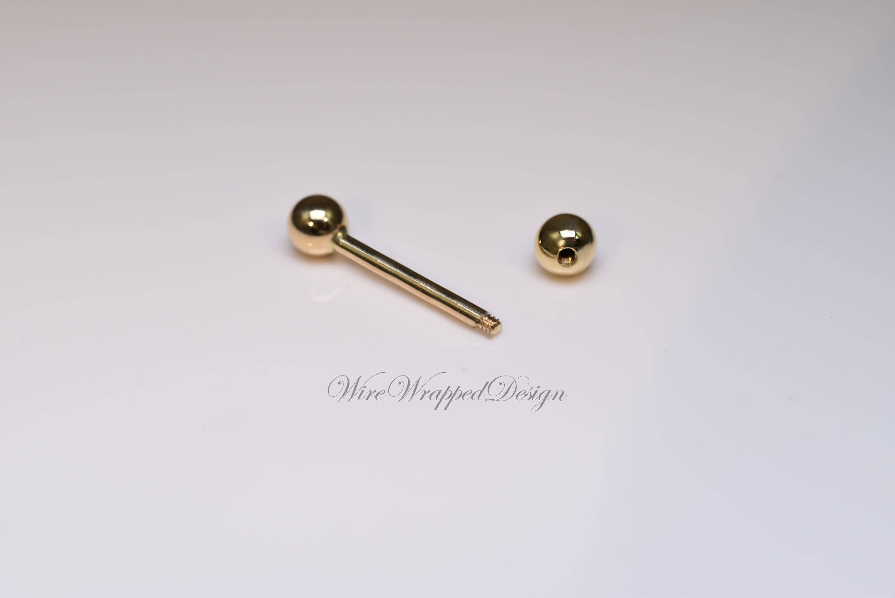 Barbell 14k Gold 14 Gauge Straight Barbell 14k Yellow, White Gold, Sterling Silver 14 gauge 14g 14k Gold Barbell Eyebrow, Nipple, Septum, Nose