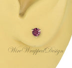 PAIR Genuine PINK DIAMOND Earring Studs 3mm 0.2tcw Martini 14k Solid Gold (Yellow, Rose or White), Platinum, Silver Cartilage Helix Tragus
