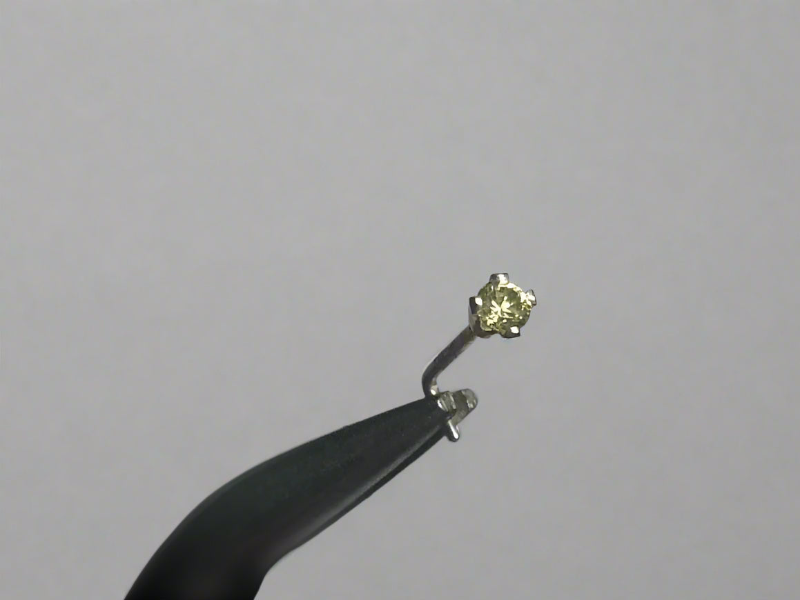 Nose Stud Post YELLOW SAPPHIRE 2mm AAA-Grade Genuine Natural Yellow Sapphire Facetted Stone Platinum Gold or Silver Helix, Tragus, Cartilage