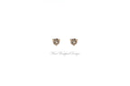PAIR Genuine CHAMPAGNE DIAMOND Earrings Studs 3mm 0.2tcw Martini 14k Solid Gold (Yellow, Rose, White) Platinum Silver Cartilage Tragus Brown