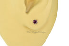 PAIR Genuine PURPLE DIAMOND Earrings Studs 3mm 0.2tcw Martini 14k Solid Gold (Yellow, Rose or White) Platinum, Silver Cartilage Helix Tragus