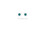 PAIR Genuine Teal BLUE DIAMOND Earrings Studs 3mm 0.2tcw Martini 14k Solid Gold (Yellow, Rose, White) Platinum Silver Cartilage Helix Tragus