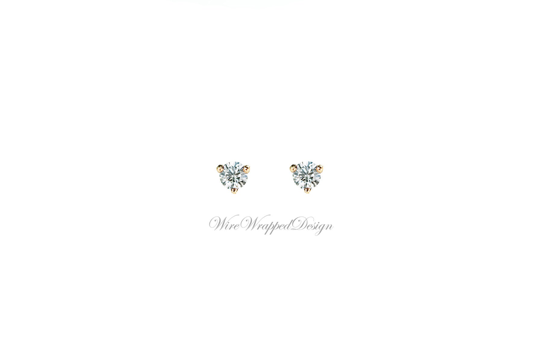 Genuine F+ VS DIAMOND Earring Studs 3mm 0.20tcw (each 0.1cts) Post w/ 14k Solid Gold (Yellow, Rose, White), Silver, Platinum Lobe Cartilage