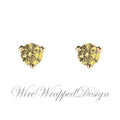 PAIR Genuine LIGHT Yellow DIAMOND Earrings Studs 3mm 0.2tcw Martini 14k Solid Gold Yellow/Rose/White Platinum Silver Cartilage Helix Tragus