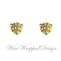 PAIR Genuine LIGHT Yellow DIAMOND Earrings Studs 2.5mm 0.12tcw Martini 14k Solid Gold Yellow/Rose/White Platinum Silver Cartilage Helix