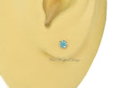 PAIR Genuine Aqua BLUE DIAMOND Earrings Studs 2.5mm 0.12tcw Martini 14k Solid Gold (Yellow, Rose, White) Platinum Silver Cartilage Helix