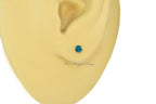 PAIR Genuine Teal BLUE DIAMOND Earrings Studs 2.5mm 0.12tcw Martini 14k Solid Gold (Yellow, Rose, White) Platinum Silver Cartilage Helix