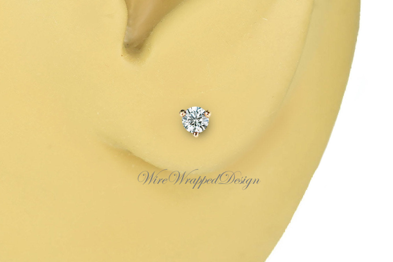 Genuine F+ VS DIAMOND Earring Studs 2.5mm 0.12tcw (each 0.06cts) Post w/ 14k Solid Gold (Yellow, Rose, White)Silver, Platinum Lobe Cartilage