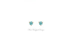 PAIR Genuine Aqua BLUE DIAMOND Earrings Studs 2.5mm 0.12tcw Martini 14k Solid Gold (Yellow, Rose, White) Platinum Silver Cartilage Helix