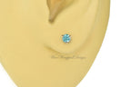 PAIR Genuine Aqua BLUE DIAMOND Earrings Studs 3mm 0.2tcw Martini 14k Solid Gold (Yellow, Rose, White) Platinum Silver Cartilage Helix Tragus