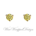 PAIR Genuine CANARY Yellow DIAMOND Earrings Studs 3mm 0.2tcw Martini 14k Solid Gold Yellow/Rose/White Platinum Silver Cartilage Helix Tragus