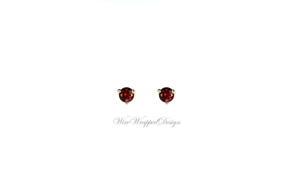 PAIR Genuine RED DIAMOND Earrings Studs 2.5mm 0.12tcw Martini 14k Solid Gold (Yellow, Rose or White) Platinum, Silver Cartilage Helix Tragus