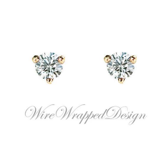 Genuine F+ VS DIAMOND Earring Studs 3mm 0.20tcw (each 0.1cts) Post w/ 14k Solid Gold (Yellow, Rose, White), Silver, Platinum Lobe Cartilage