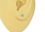 PAIR Genuine Aqua BLUE DIAMOND Earrings Studs 2.5mm 0.12tcw Martini 14k Solid Gold (Yellow, Rose, White) Platinum Silver Cartilage Helix