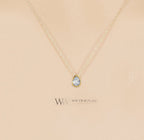 Diamond Necklace - Genuine Real Pear Diamond Slide Necklace - Customize- 14k Solid Gold Y, W, R-  Drop 5x3mm Dainty Tiny 0.2 TCW VS GHI