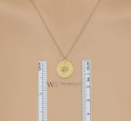 Diamond Lotus Necklace - 14k SOLID Gold (Y, W, R), Platinum, Sterling Silver 13mmX13mm Tag Pendant Jewelry Christmas Gift Birthday Buddhist