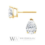 DIAMOND Earring Studs Pear 6x4mm 0.66 ctw (each 0.33cts) Genuine GHI VS - Post w/ 14k Solid Gold (Yellow, Rose, White)Silver, Platinum Studs
