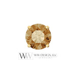 Genuine 2 ctw Champagne DIAMOND Earring Studs 6.5mm 2 ctw (each 1ct) Post w/ 14k Solid Gold (Yellow, Rose, White)Silver Platinum Brown Studs