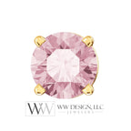 Genuine AA Pink Morganite Earring Studs 5mm 0.96 ctw (each 0.48cts) Post w/ 14k Solid Gold (Yellow, Rose, White)Silver, Platinum Studs