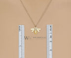 Bumble Bee Diamond 0.03 ctw Pendant Necklace 14k Solid Gold, 14k Rose Gold, 14k White Gold Christmas 12.2mm x 8.4mm Honey Bee Diamond charm