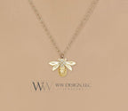 Bumble Bee Diamond 0.03 ctw Pendant Necklace 14k Solid Gold, 14k Rose Gold, 14k White Gold Christmas 12.2mm x 8.4mm Honey Bee Diamond charm
