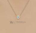 Diamond Necklace 0.25 ct F+ VS Natural 4.1mm 14k Gold (Y, W, R), Platinum, Sterling Silver Bezel Solitaire Pendant Jewelry Christmas Gift