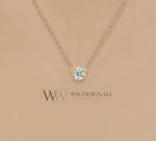 Diamond Necklace 0.25 ct F+ VS Natural 4.1mm 14k Gold (Y, W, R), Platinum, Sterling Silver Bezel Solitaire Pendant Jewelry Christmas Gift