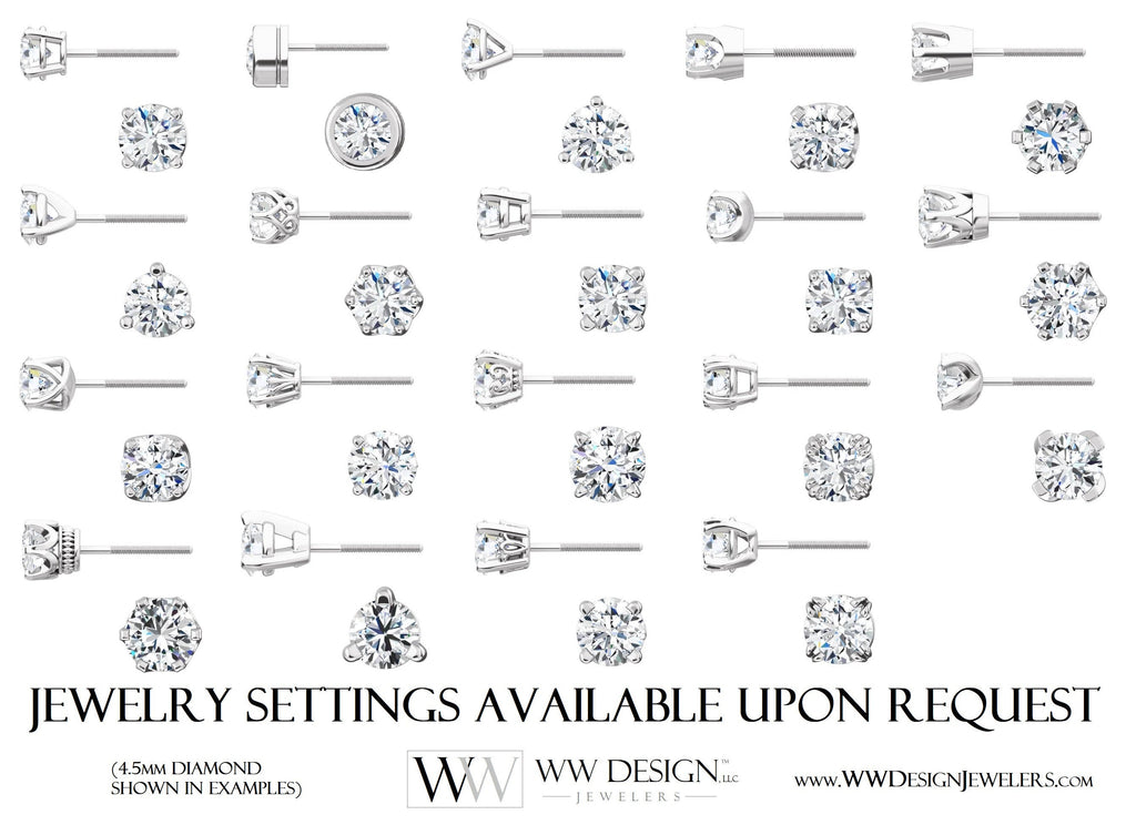 Genuine F+ VS DIAMOND Earring Studs 3.4mm 0.3 ctw (each 0.15 ct) Post w/ 14k Solid Gold (Yellow, Rose, White)Silver, Platinum Stud carat ctw